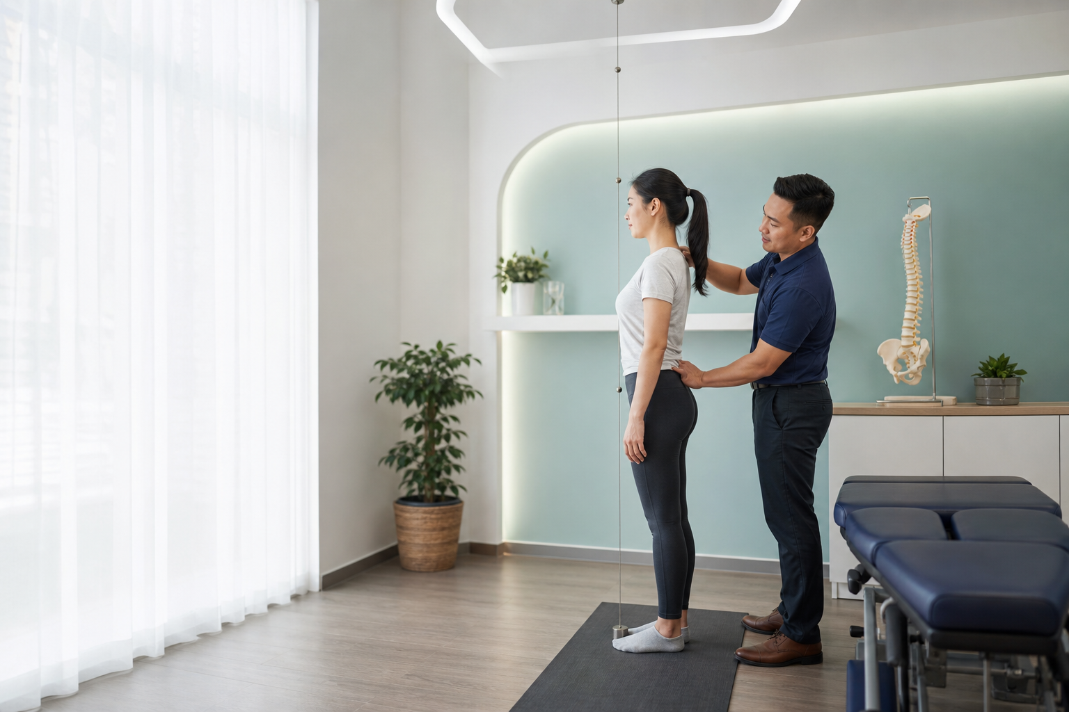 Gentle chiropractic adjustment supporting spinal alignment