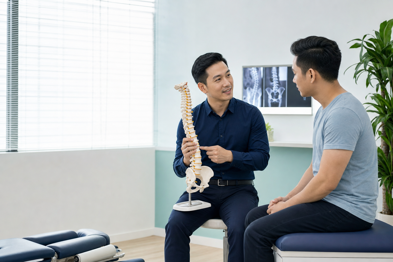 Gentle chiropractic adjustment in a modern clinic