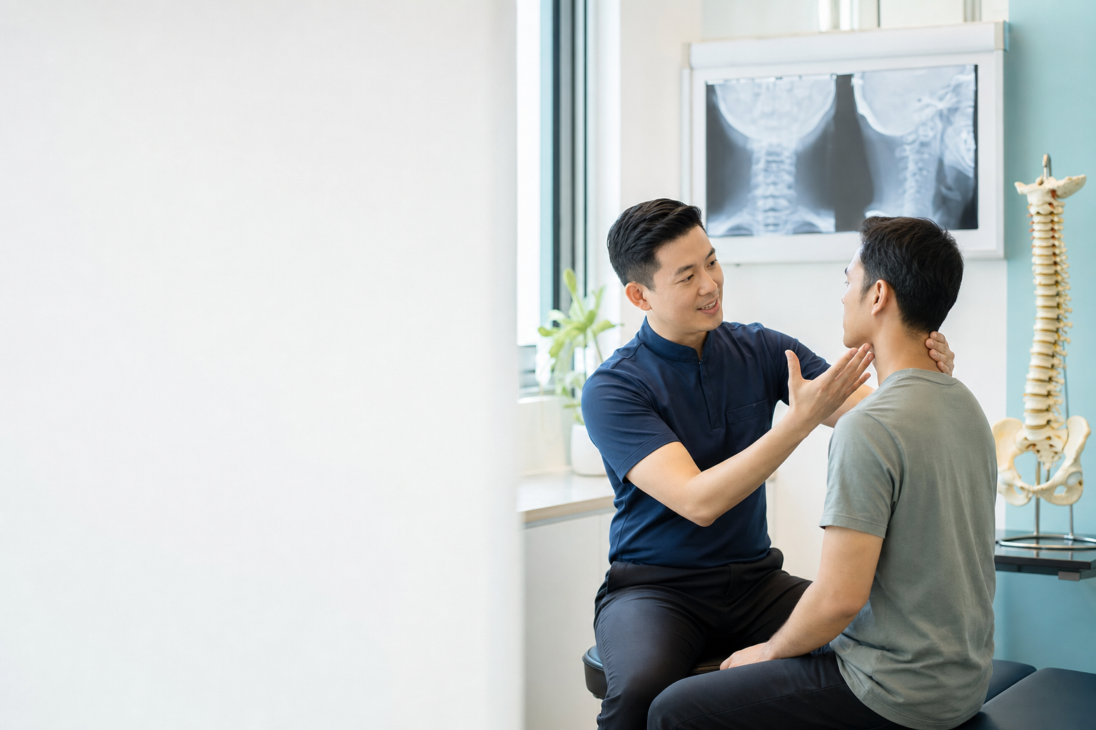 Gentle upper cervical chiropractic adjustment in a modern clinic